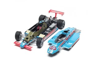 Gordon Johncock's 1984 STP sponsored March in its brilliant blue and orange trim.