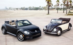 New vs. old, now tell me the new one doesn't do a terrific job of reflecting the old Beetle's personality!