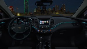 Impala's interior hints at past twin cockpit designs, but is modern, with a blue ambient light ring that looks great at night.