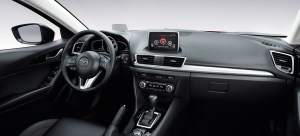 Mazda has created a high-tech looking interior in its modestly priced Mazda3.