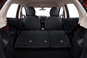 Rear seats fold down, nearly flat.