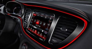 Dodge spiffs up the interior with the red trim line ringing the dash controls.