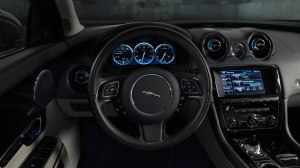 The Jag's gauges are projected, but easy to read.