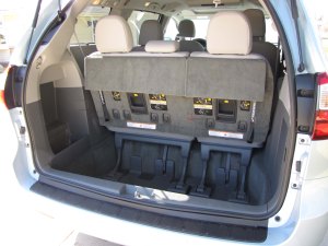 Major cargo room in the well behind the third row seats.