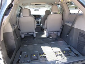 Those third row seats fold flat into the cargo well for added cargo space.