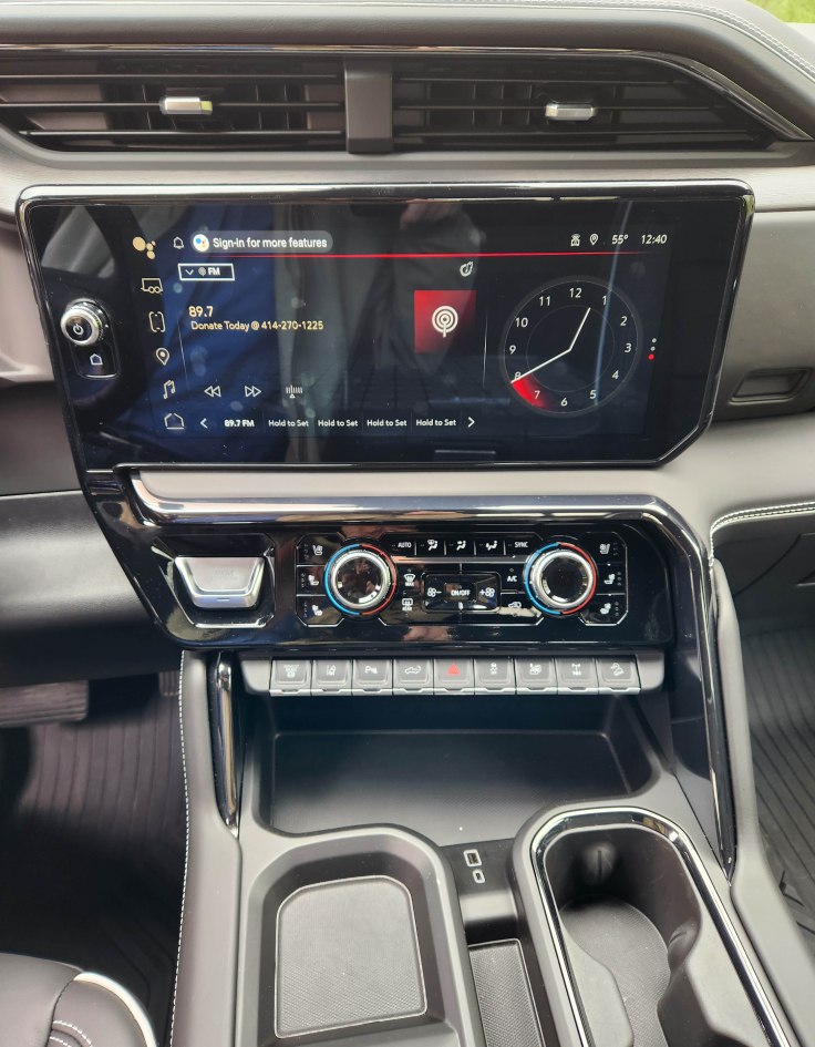 Sierra is huge, but it'll pull like crazy with its turbo-diesel engine. This interior is pretty luxurious too, but then check out the heavy-duty price!