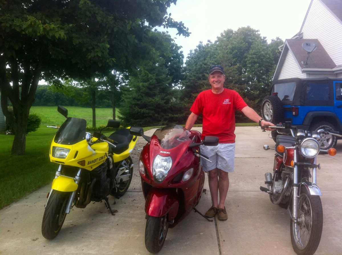 My Bandit, Busa, and Honda 350 Me and three of the many motorcycles I've owned